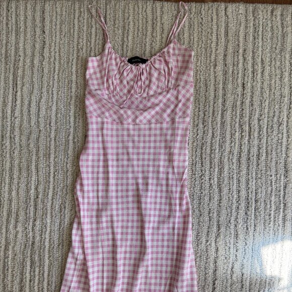 Realisation Par Elsa Gingham Pink Midi Dress Size Small - Picture 2 of 8